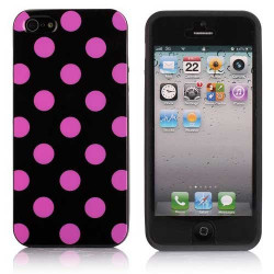 Coque POIS rose et noire pour iPhone 5