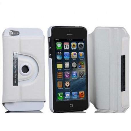 Etui cuir 360 blanc pour iPhone 5