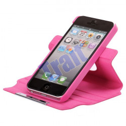 Etui cuir 360 rose pour iPhone 5