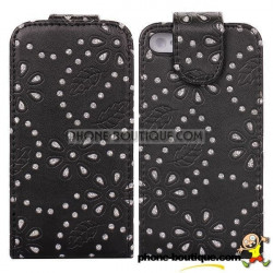 Etui cuir STRASS noir pour iPhone 5