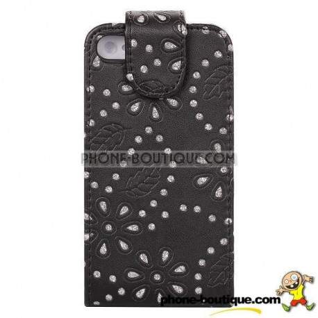 Etui cuir STRASS noir pour iPhone 5