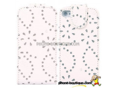 Etui cuir STRASS blanc pour iPhone 5