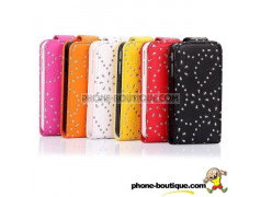 Etui cuir STRASS noir pour iPhone 5