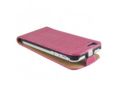 Etui cuir CROCO rose pour iPhone 5