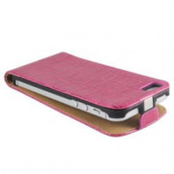 Etui cuir CROCO rose pour iPhone 5