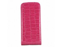 Etui cuir CROCO rose pour iPhone 5