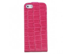 Etui cuir CROCO rose pour iPhone 5