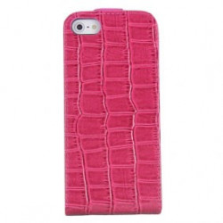 Etui cuir CROCO rose pour iPhone 5