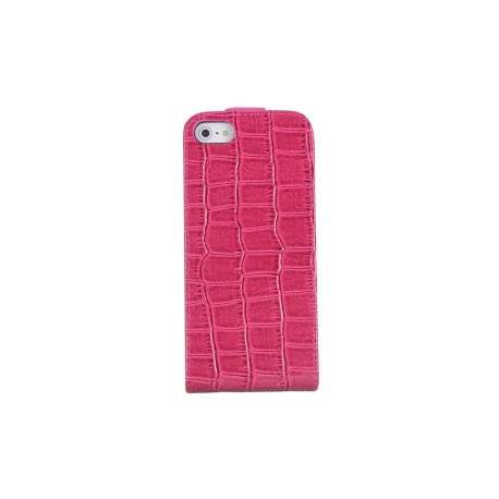 Etui cuir CROCO rose pour iPhone 5