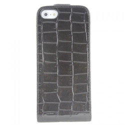 Etui cuir CROCO noir pour iPhone 5