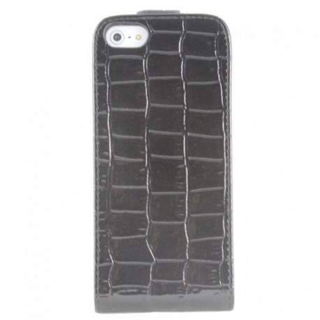 Etui cuir CROCO noir pour iPhone 5