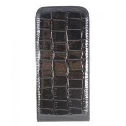 Etui cuir CROCO noir pour iPhone 5