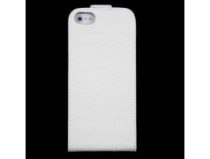 Etui cuir CROCO blanc pour iPhone 5