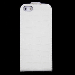 Etui cuir CROCO blanc pour iPhone 5