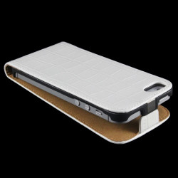 Etui cuir CROCO blanc pour iPhone 5