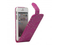 Etui cuir STRASS rose pour iPhone 5