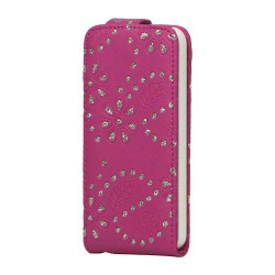 Etui cuir STRASS rose pour iPhone 5