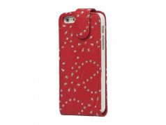 Etui cuir STRASS rouge pour iPhone 5