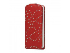 Etui cuir STRASS rouge pour iPhone 5