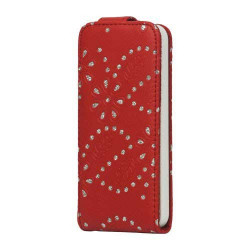 Etui cuir STRASS rouge pour iPhone 5