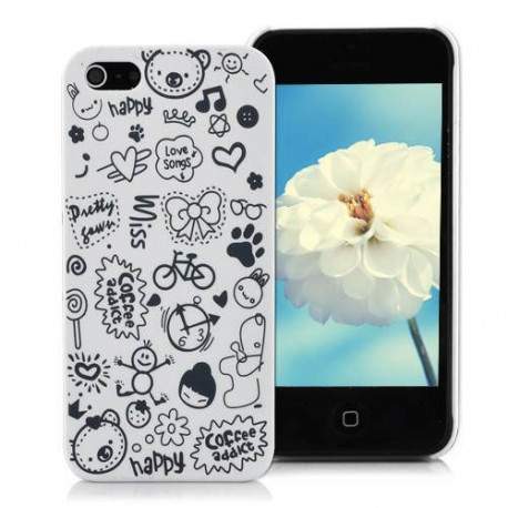 Coque HAPPY blanche pour iPhone 5