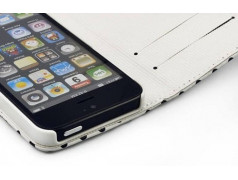 Etui cuir POIS blanc portefeuille pour iPhone 5
