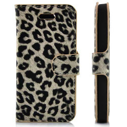 Etui cuir LEOPARD portefeuille pour iPhone 5