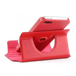 Etui cuir 360 rouge pour iPhone 5