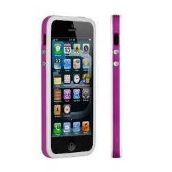 BUMPER LUXE mauve et blanc pour iPhone 5