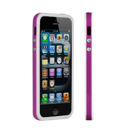 BUMPER LUXE mauve et blanc pour iPhone 5