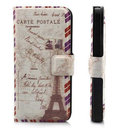 Etui cuir PARIS portefeuille pour iPhone 5