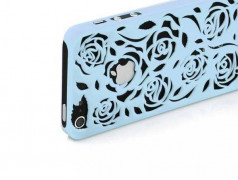 Coque ROSE 3D bleue pour iPhone 5