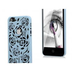 Coque ROSE 3D bleue pour iPhone 5