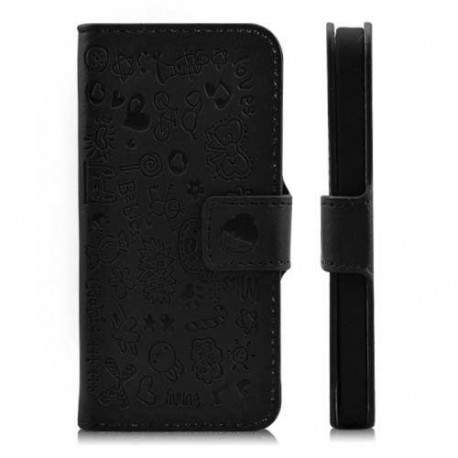 Etui cuir LOVE noir pour iPhone 5