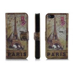 Etui cuir PARIS 2 portefeuille pour iPhone 5