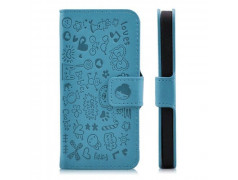 Etui cuir LOVE bleu pour iPhone 5