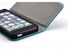 Etui cuir LOVE bleu pour iPhone 5