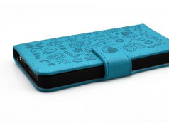 Etui cuir LOVE bleu pour iPhone 5