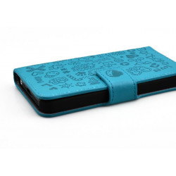 Etui cuir LOVE bleu pour iPhone 5