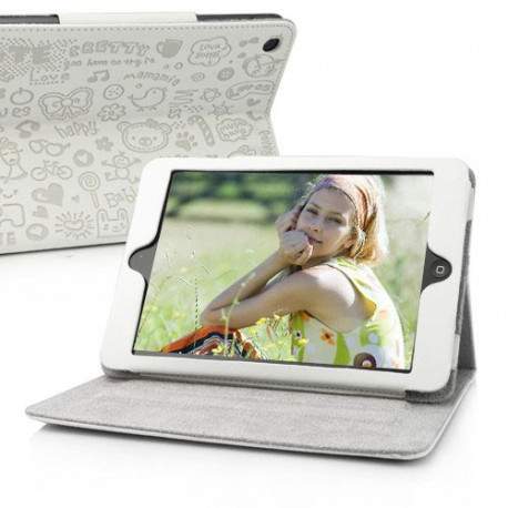 Etui cuir CUTE blanche pour IPAD mini