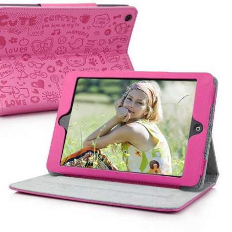 Etui cuir CUTE rose pour IPAD mini