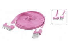 Câble USB LUXE rose et blanc pour Iphone, Ipad et Ipod .