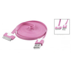 Câble USB LUXE rose et blanc pour Iphone, Ipad et Ipod .