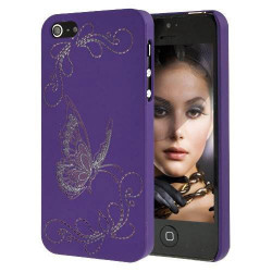 Coque PAPILLON mauve pour iPhone 5