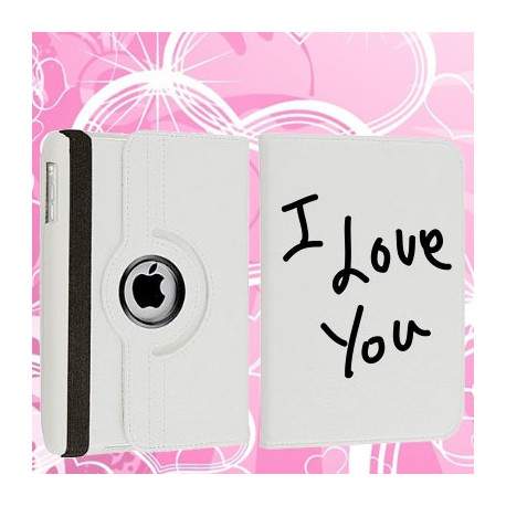 Etui cuir 360 I LOVE YOU pour iPad 2, 3 et 4