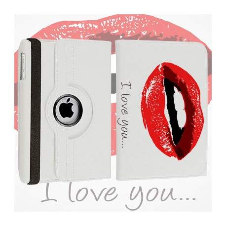 Etui cuir 360 I LOVE YOU 2 pour iPad 2, 3 et 4