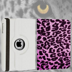 Etui cuir 360 LEOPARD mauve pour iPad 2, 3 et 4