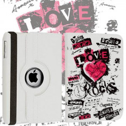 Etui cuir 360 LOVE ROCK pour iPad 2, 3 et 4