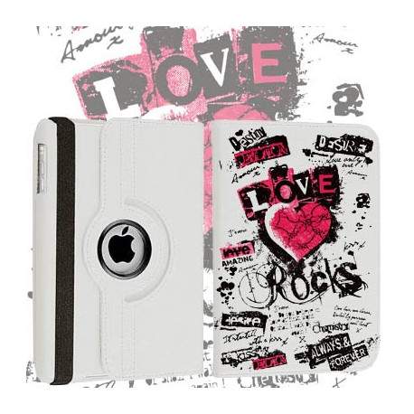 Etui cuir 360 LOVE ROCK pour iPad 2, 3 et 4