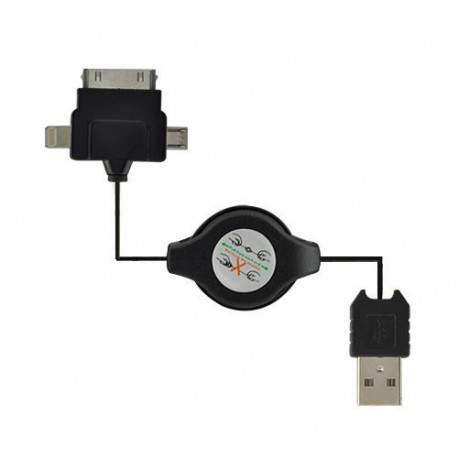 Cable USB rétractable pour iPhone, iPod, iPad, Samung, Htc